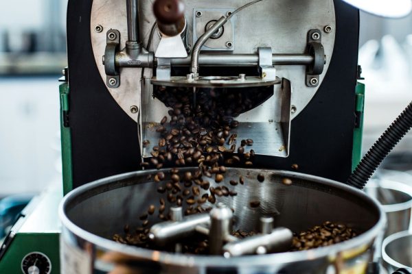 roasting coffee at a roastery